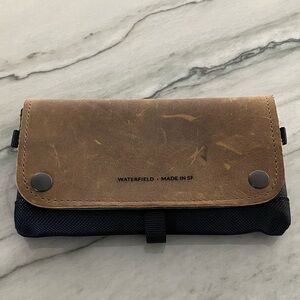Waterfield Brown Leather & Black Canvas Nintendo Switch gaming Organizer